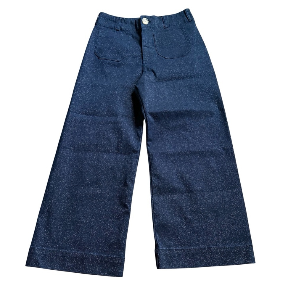 Anthropologie Maeve The Colette Sparkle Denim Cropped Wide Leg Jeans Sz 16W - Picture 3 of 8